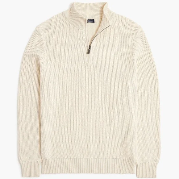 NWT | JCrew Cotton honeycomb knit half-zip | Sz M - Picture 4 of 6